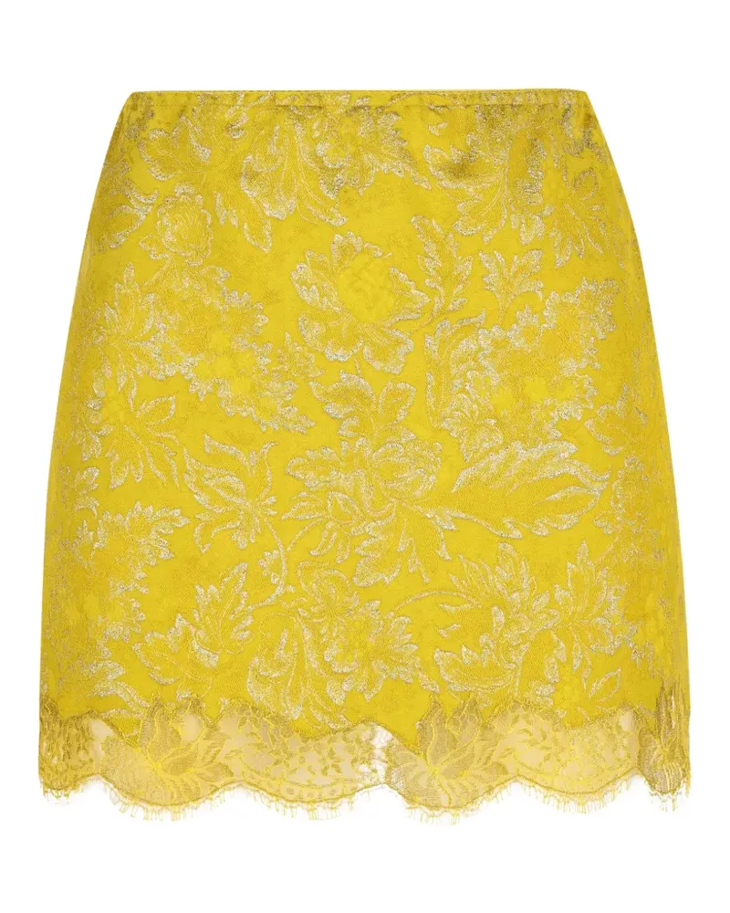Saint Laurent Minirock aus Jacquard und Spitze - Gelb Gelb