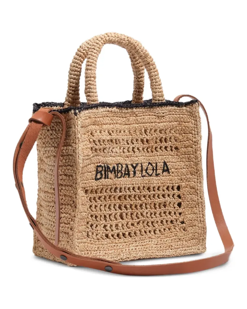 BIMBA Y LOLA medium logo-embroidered cross body bag - Nude Nude