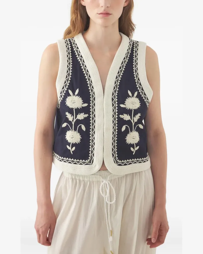 Antik Batik floral-embroidered waistcoat - Blau Blau