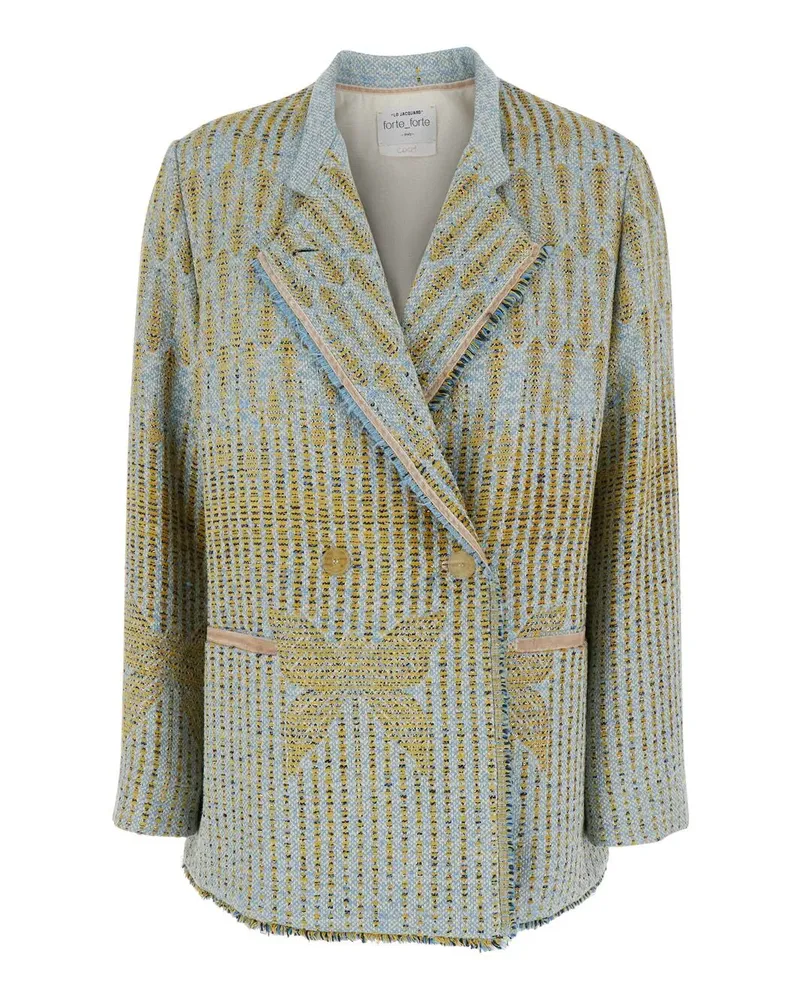 forte_forte Gemusterter Blazer mit Fransensaum - Gelb Gelb