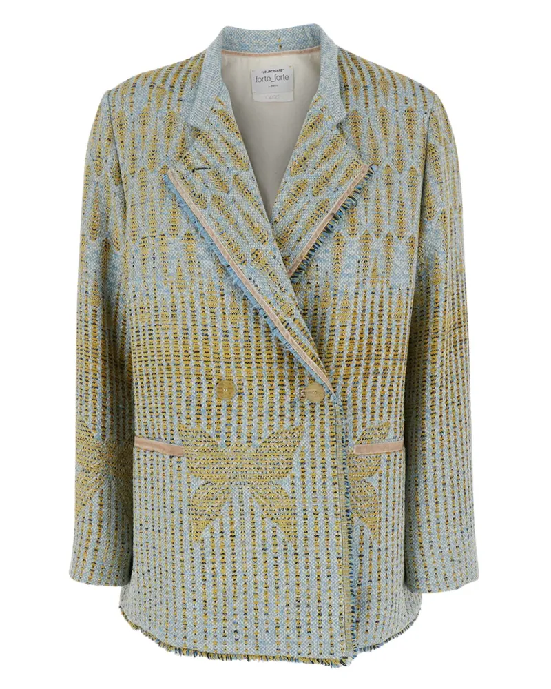 forte_forte Gemusterter Blazer mit Fransensaum - Gelb Gelb
