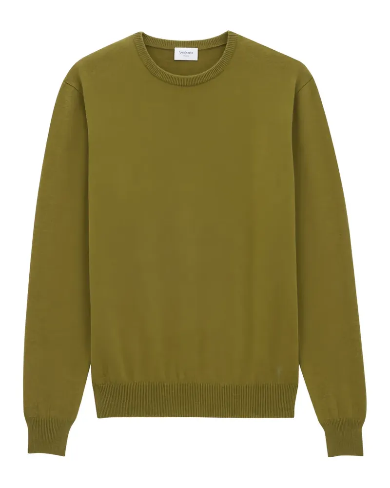 Saint Laurent ribbed-trim sweater - Grün Grün