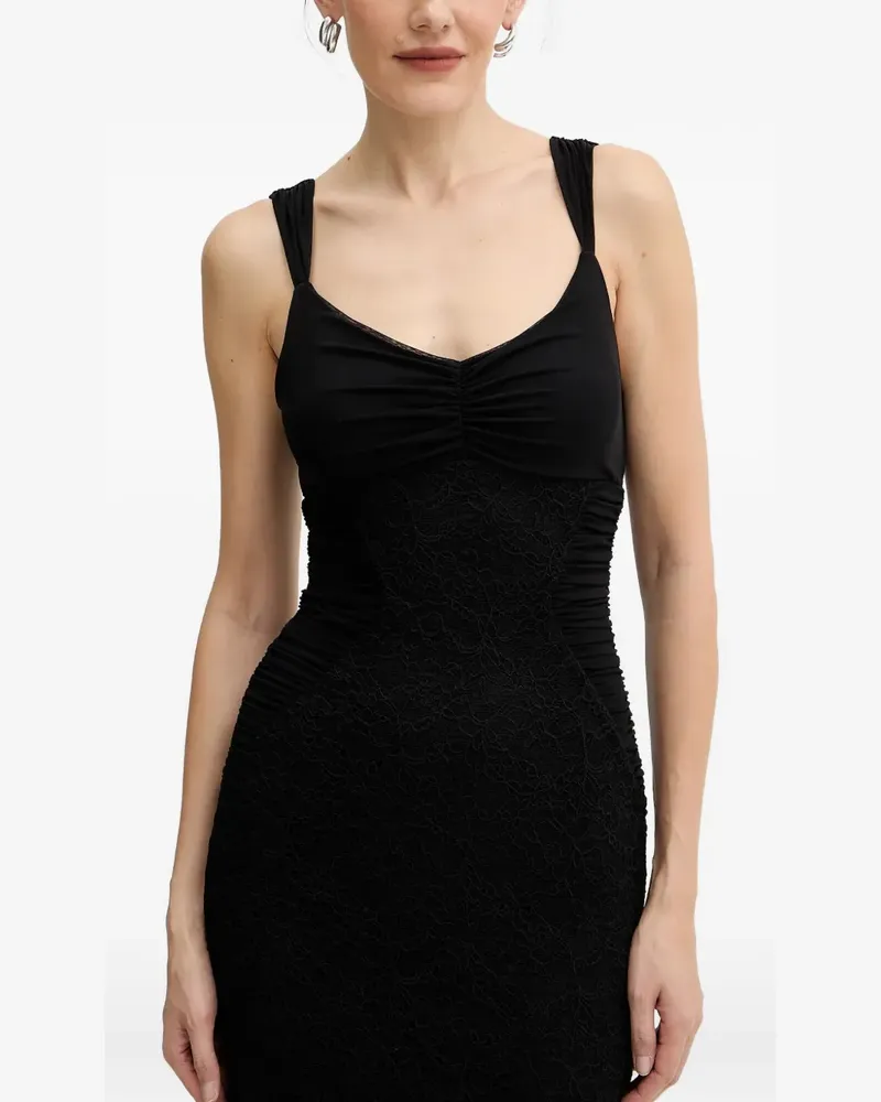 Guess Caitlyn lace flounce midi dress - Schwarz Schwarz