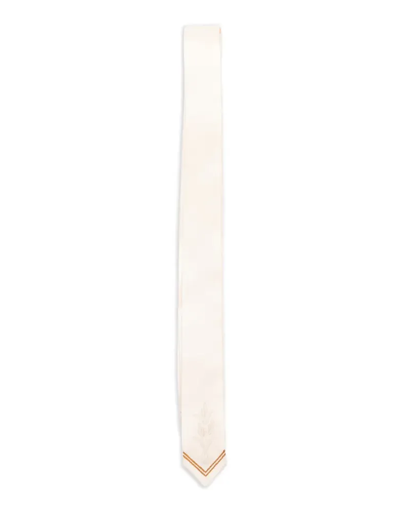 BODE embroidered satin tie - Nude Nude