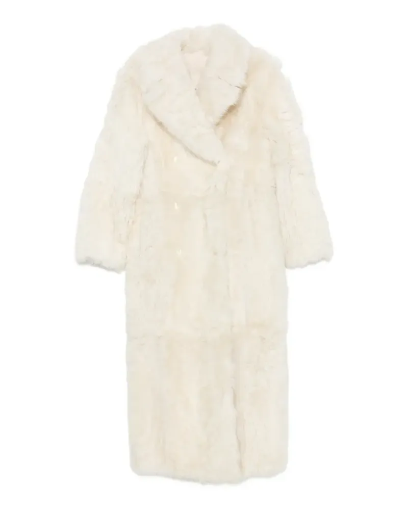 Yves Salomon Doppelreihiger Mantel aus Shearling - Weiß Weiß