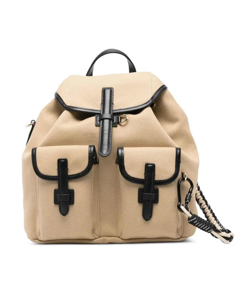 Max Mara Kordelzug-Rucksack mit Klappentasche - Nude Nude