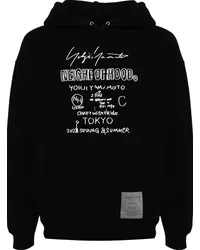 Yohji Yamamoto Hoodie mit Logo-Print Schwarz