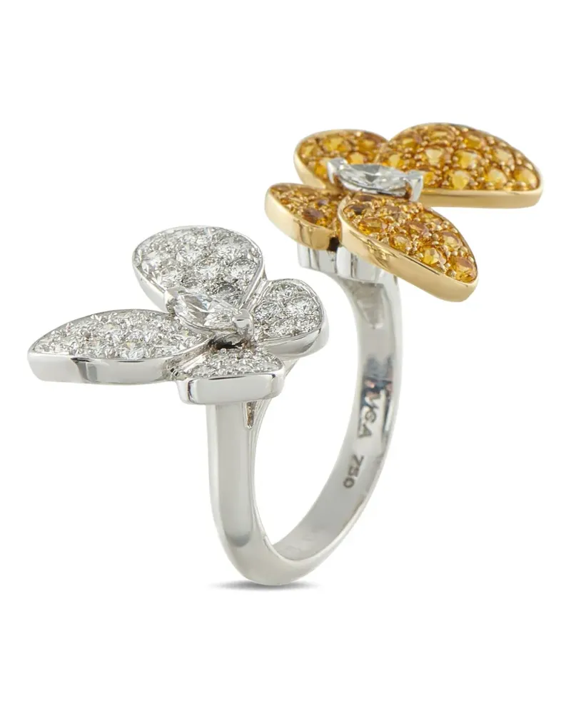 Van Cleef & Arpels 18K yellow gold diamond sapphire butterfly ring - Silber Silber
