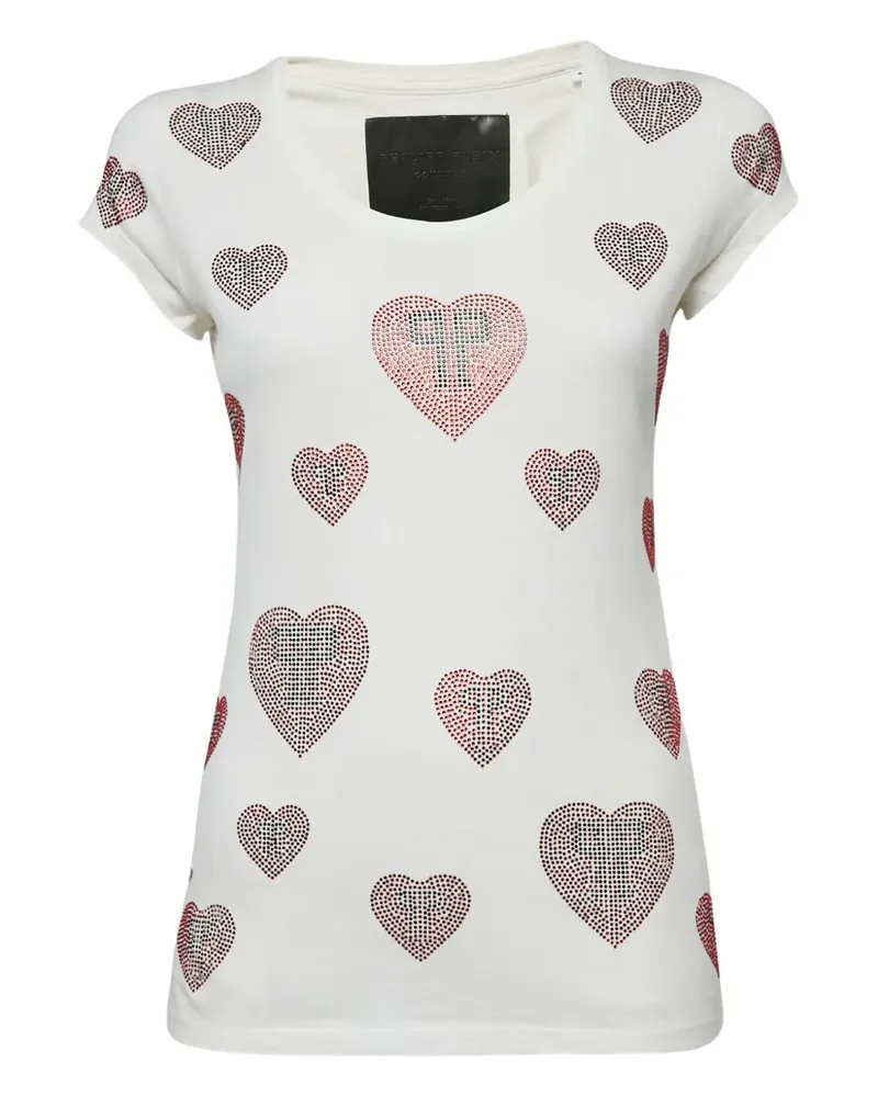 Philipp Plein 2000s heart-detail cotton top - Weiß Weiß