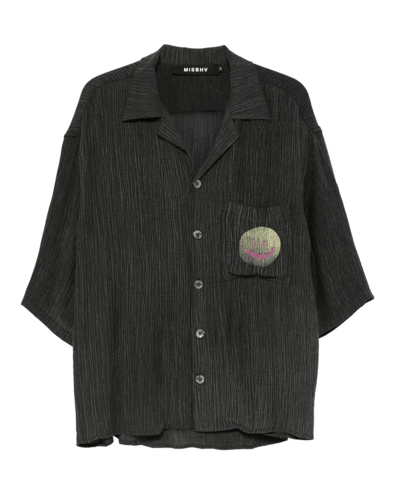 MISBHV Smile-print crinkled shirt - Schwarz Schwarz