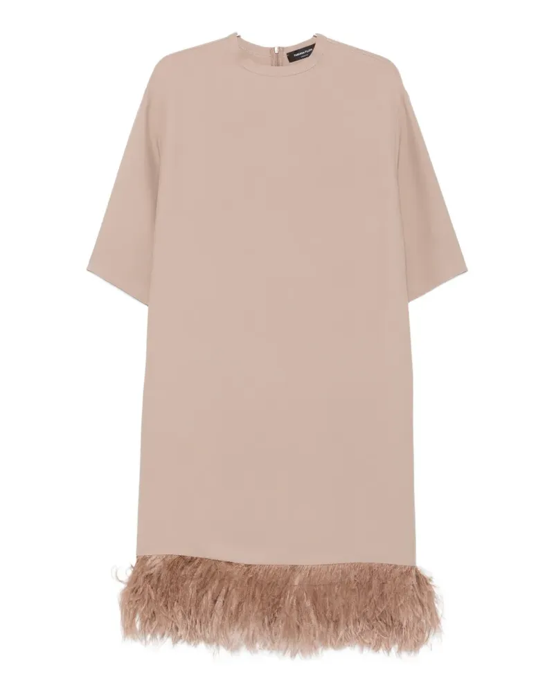 Fabiana Filippi Kleid mit Federsaum - Nude Nude