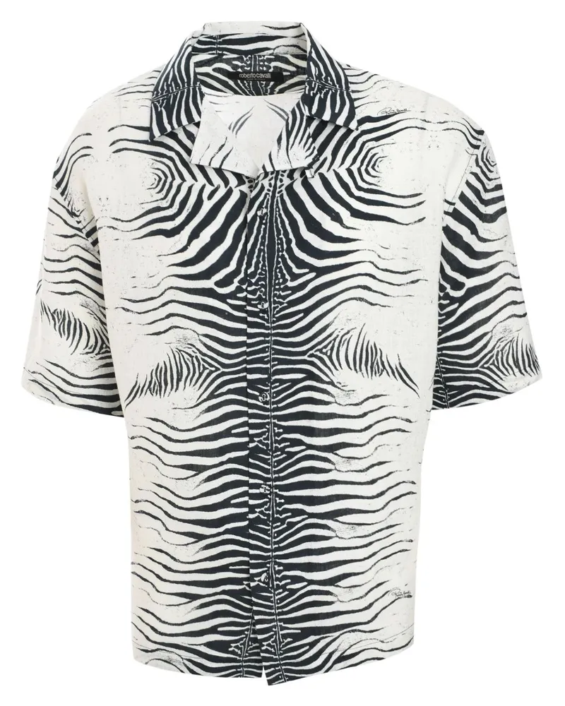Roberto Cavalli Hemd mit Zebra-Print - Weiß Weiß