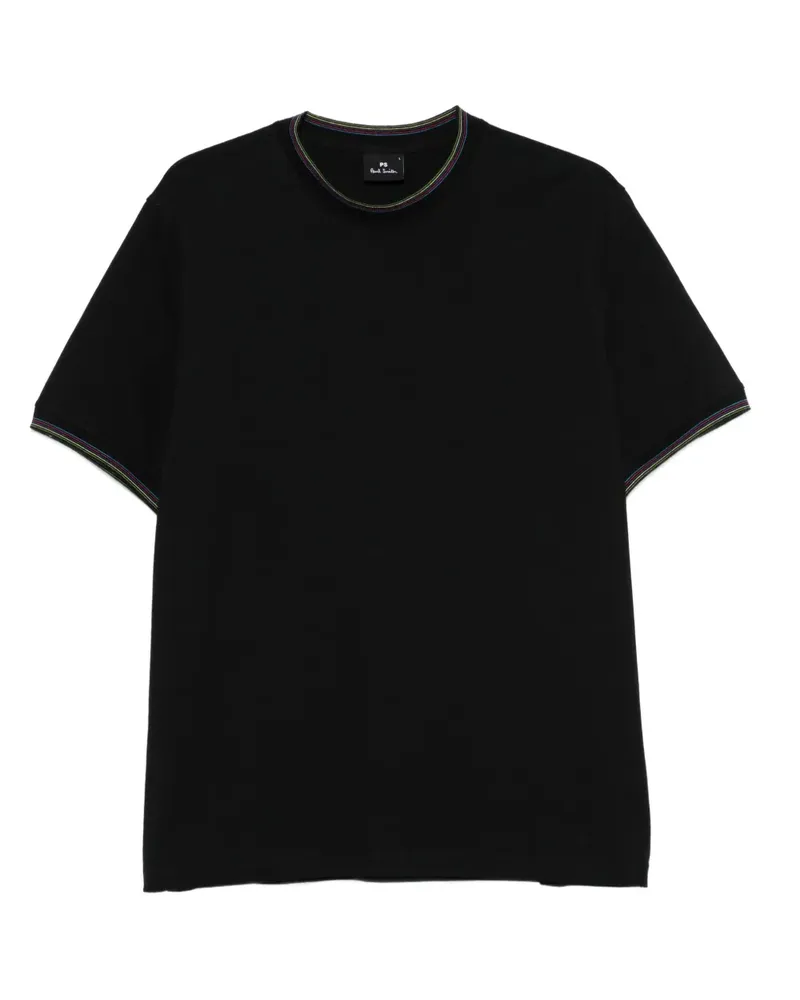 Paul Smith T-Shirt mit gestreiftem Besatz - Schwarz Schwarz