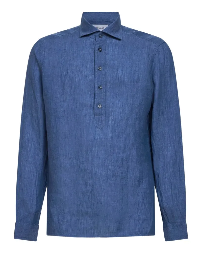 D4.0 Langärmeliges Poloshirt - Blau Blau