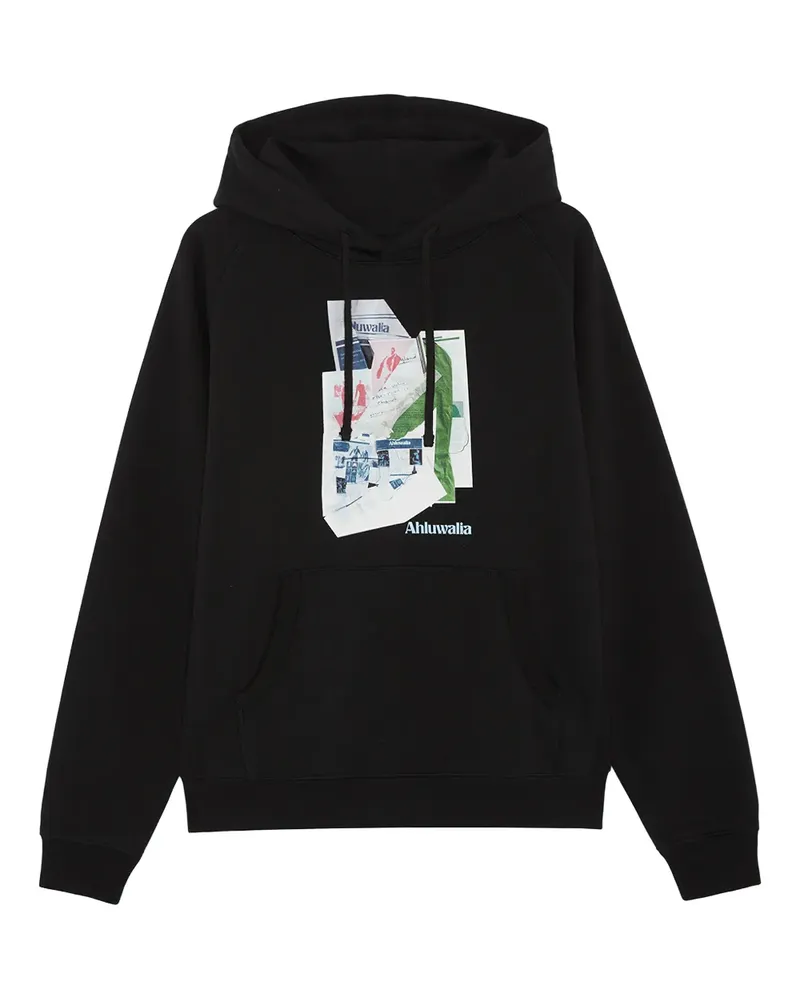 AHLUWALIA graphic kangaroo-pocket hoodie - Schwarz Schwarz