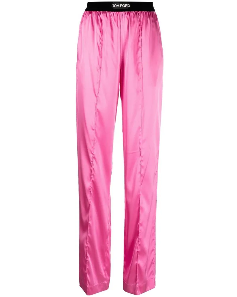Tom Ford Gerade Hose mit Logo-Bund - Rosa Rosa