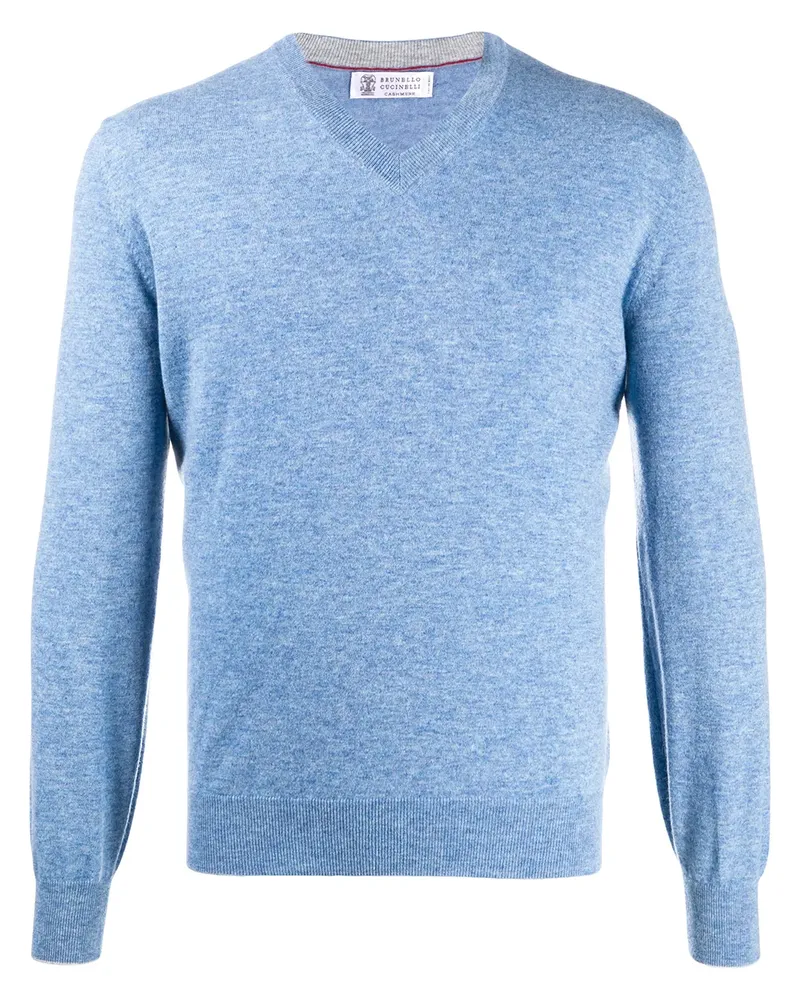 Brunello Cucinelli Pullover mit V-Ausschnitt - Blau Blau
