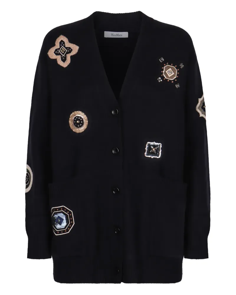 Max Mara Verzierter Cardigan mit Pailletten - Blau Blau