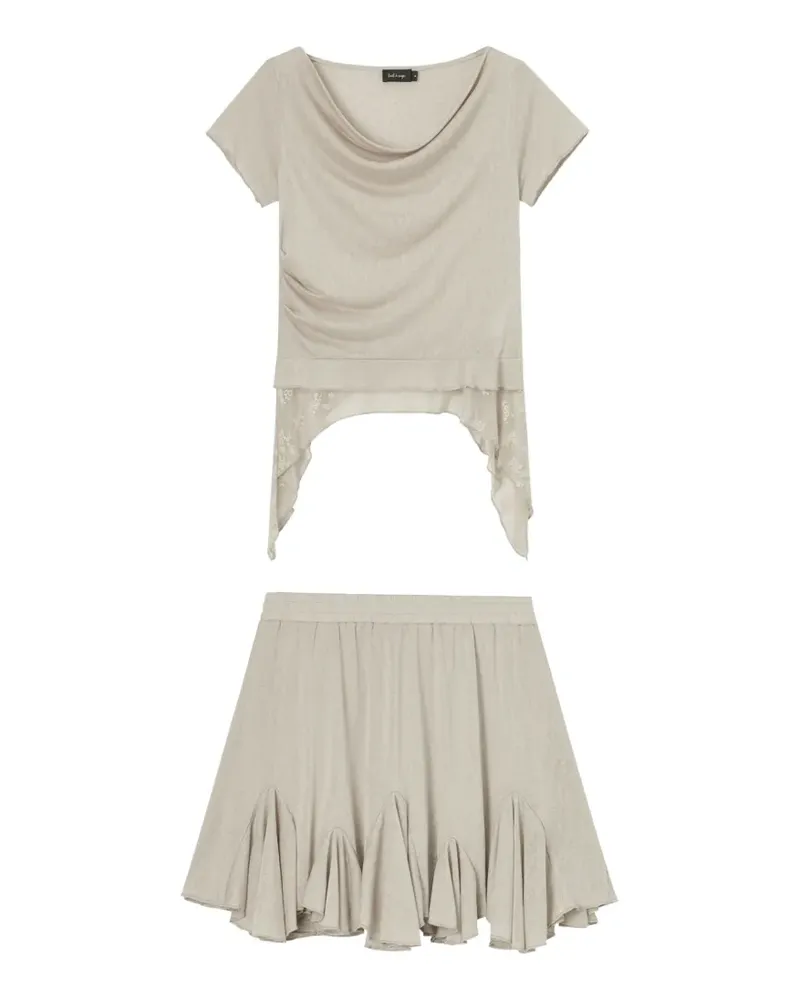 Tout a Coup ruffled lace-trim mini dress - Nude Nude