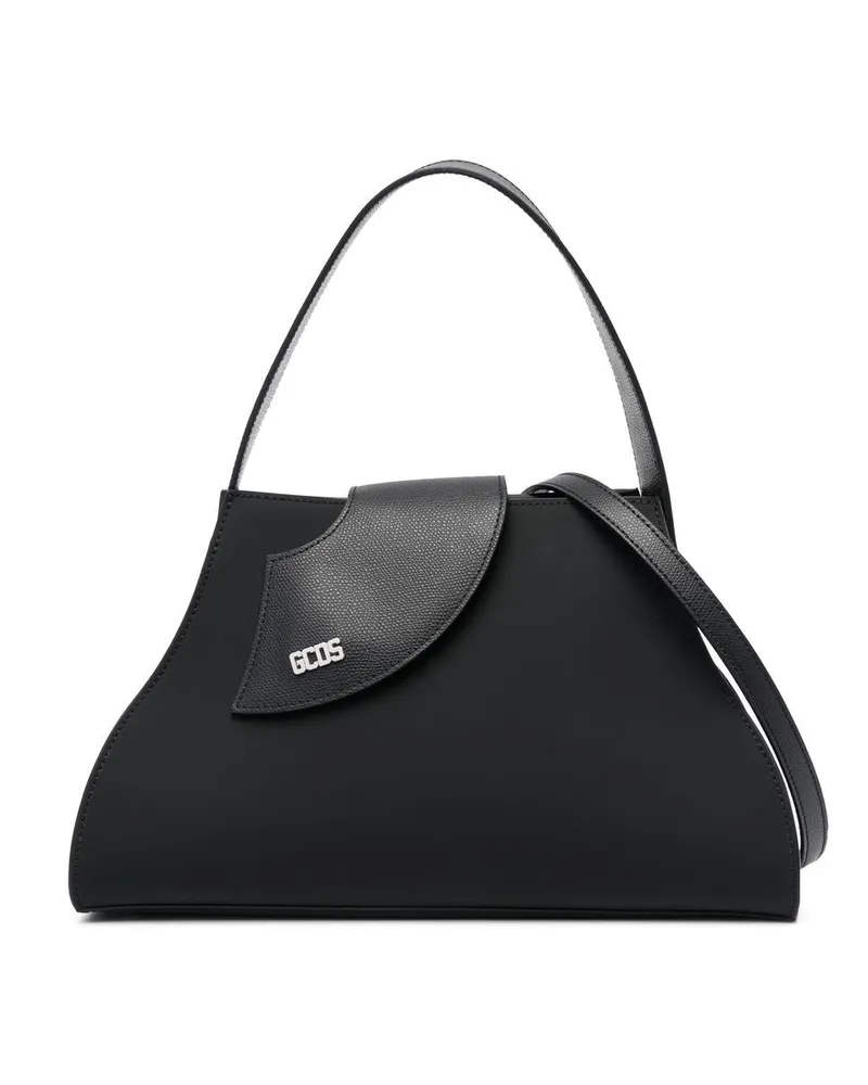 GCDS Mittelgroßer Shopper mit Logo-Schild - Schwarz Schwarz