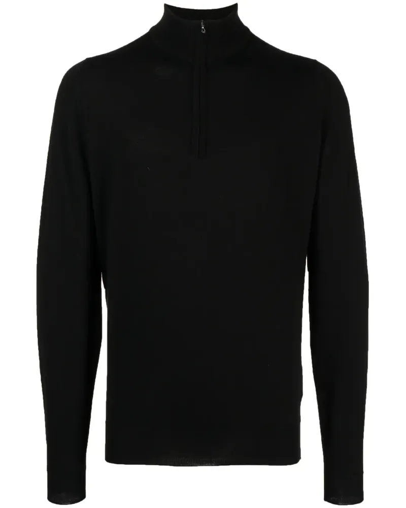 John Smedley Pullover mit Reißverschluss - Schwarz Schwarz