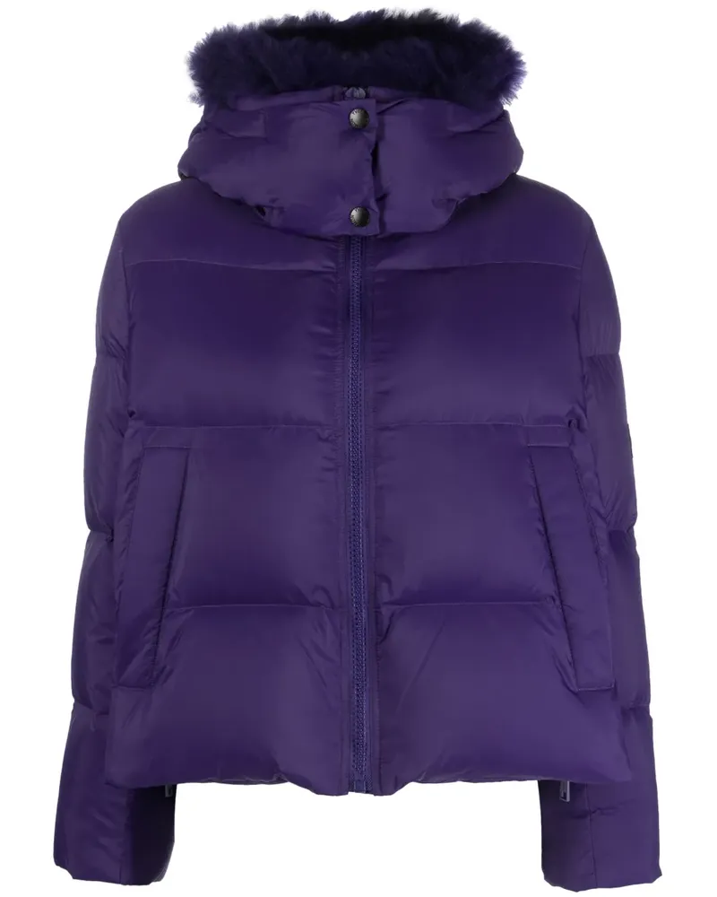 Yves Salomon Gefütterte Kapuzenjacke mit Pelzbesatz - Violett Violett