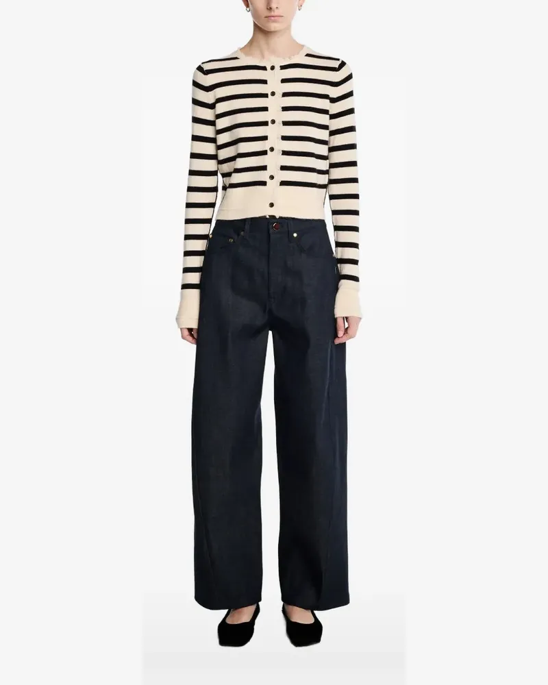 Maria Mcmanus striped fringe-trim cardigan - Nude Nude