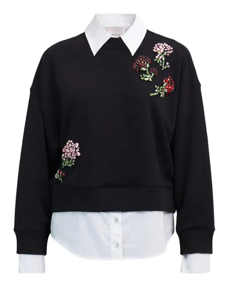 Cinq à Sept Justina rhinestone-embellished layered-effect sweater - Schwarz Schwarz