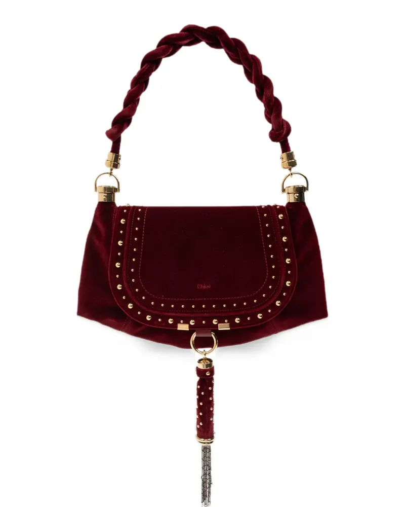 Chloé Small Marcie Foulard hobo bag in studded velvet - Rot Rot