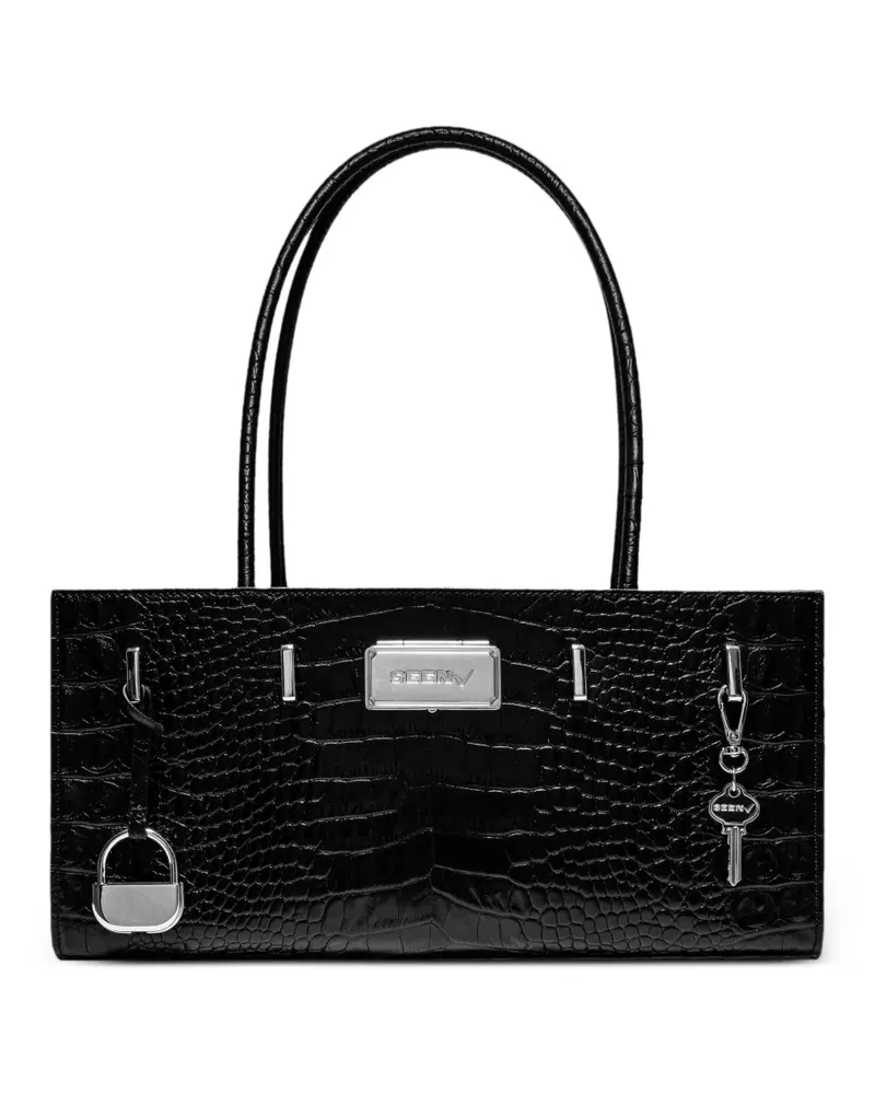 Seen Users Aura Schultertasche mit Kroko-Effekt - Schwarz Schwarz