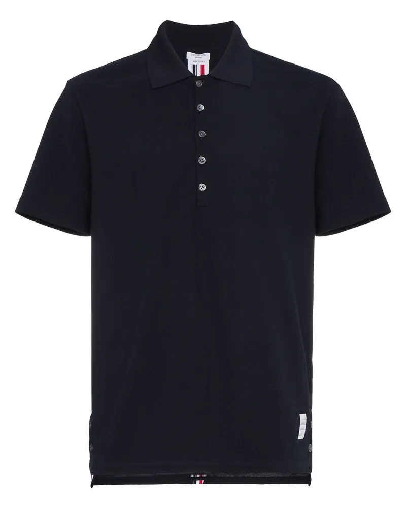 Thom Browne Poloshirt mit dreifarbigen Streifen - Blau Blau