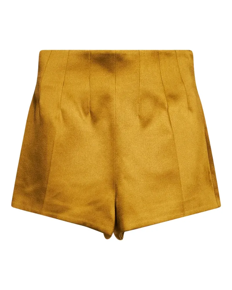 Retrofête High-Waist-Shorts mit Falten - Gelb Gelb