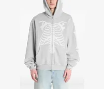 graphic-print zip hoodie - Grau