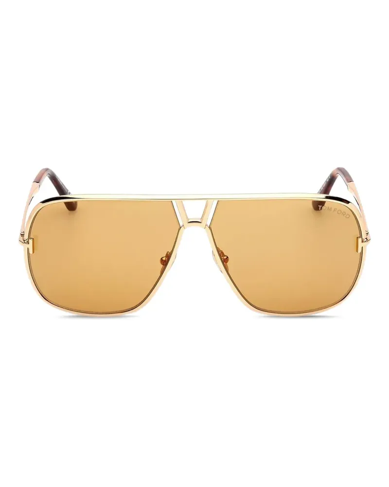 Tom Ford Sonnenbrille mit Logo-Print - Gelb Gelb