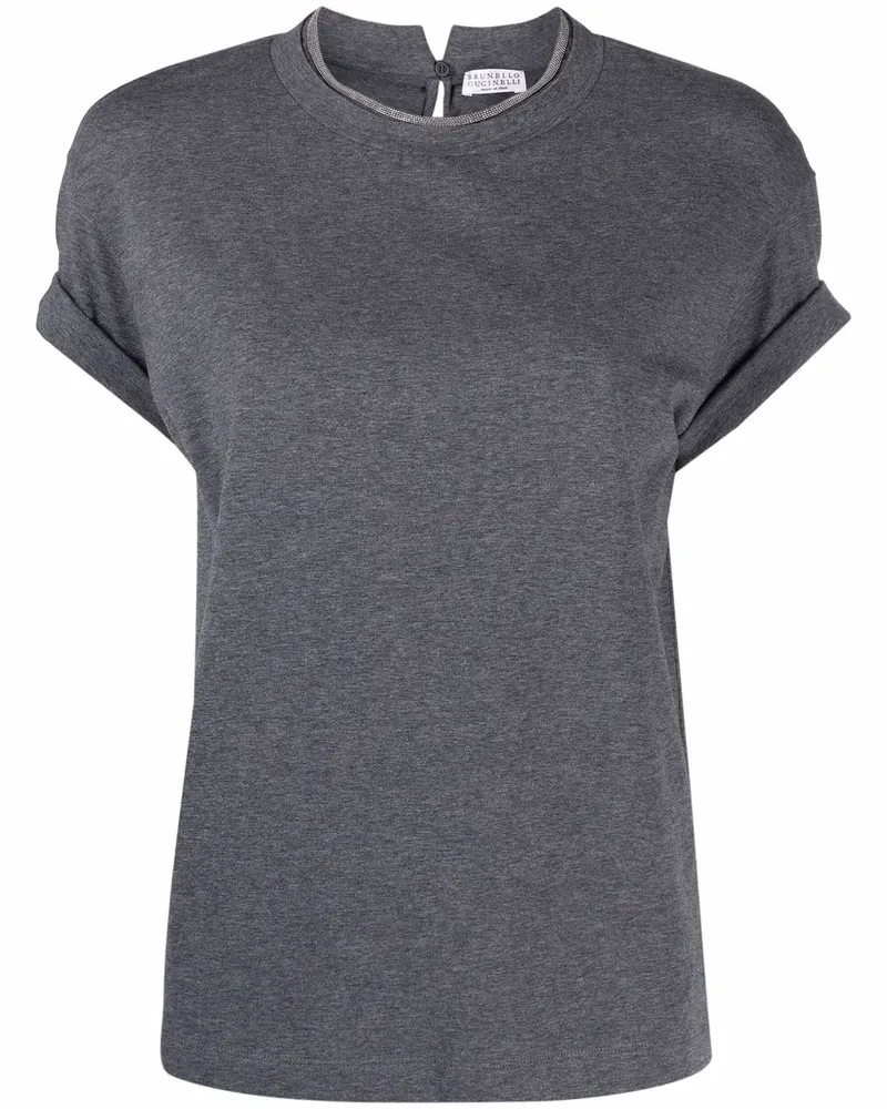 Brunello Cucinelli Verziertes T-Shirt - Grau Grau
