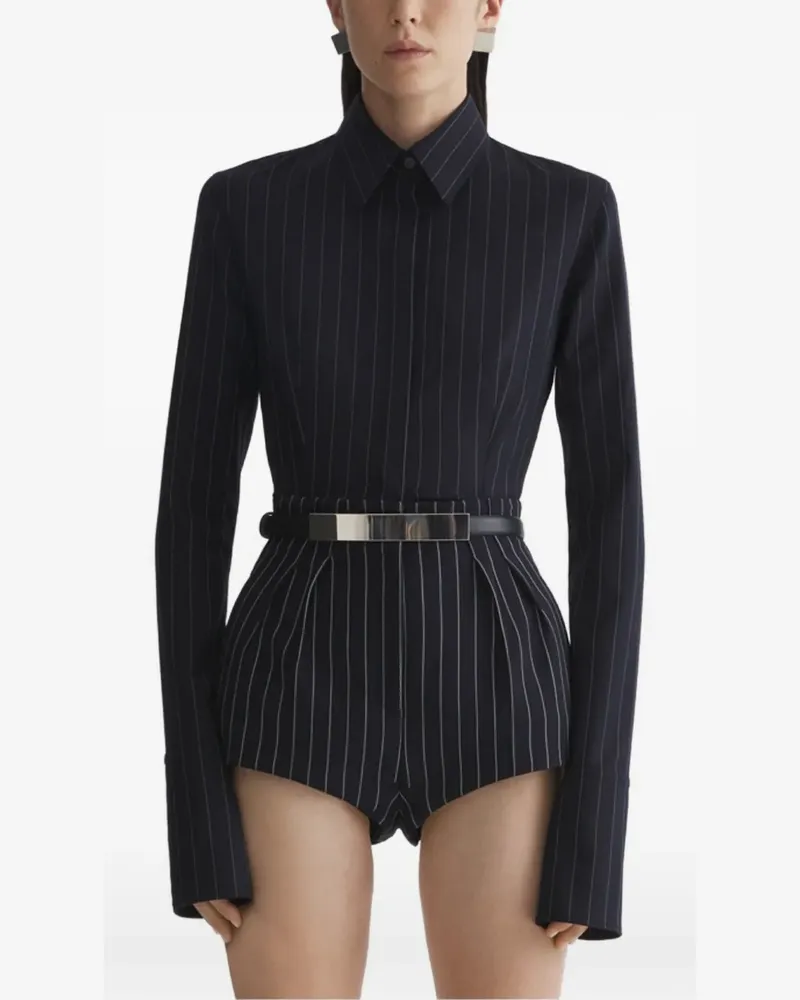 Thierry Mugler Hemd mit Nadelstreifen - Schwarz Schwarz