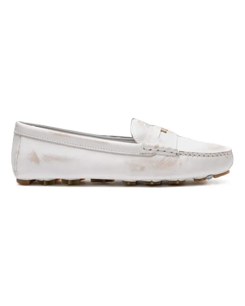 Miu Miu Loafer im Used-Look - Weiß Weiß