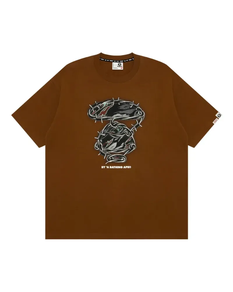 BAPE AAPEUNVS Moonface T-Shirt mit grafischem Print - Braun Braun