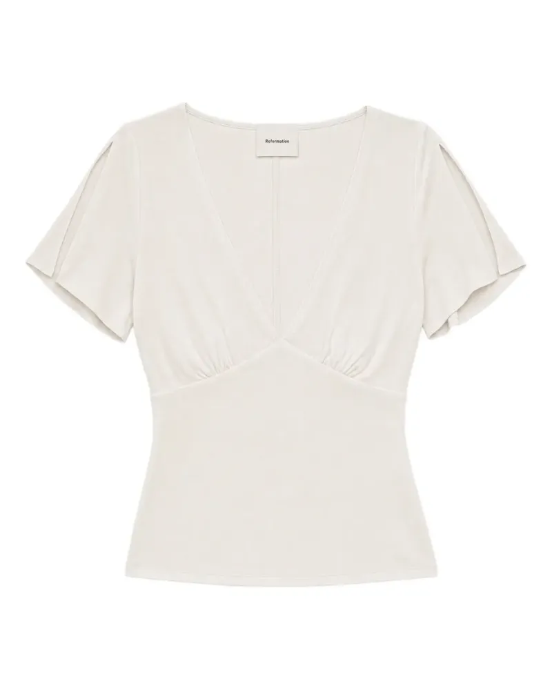 Reformation Cosette Oberteil mit Schlitzen - Nude Nude