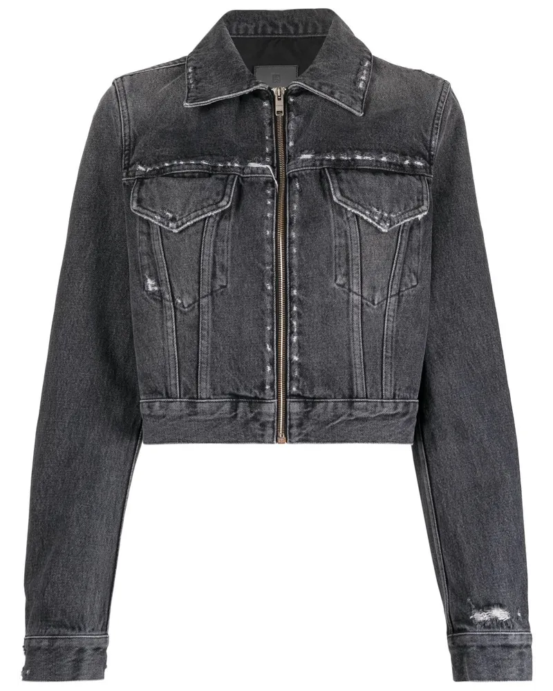 Givenchy Jeansjacke im Distressed-Look - Schwarz Schwarz