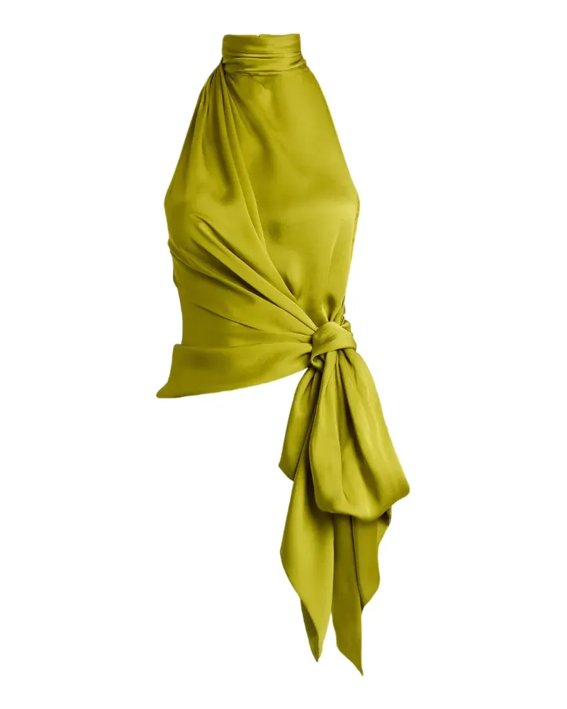 Balmain Rückenfreies Oberteil aus Seidenchiffon - Grün Grün