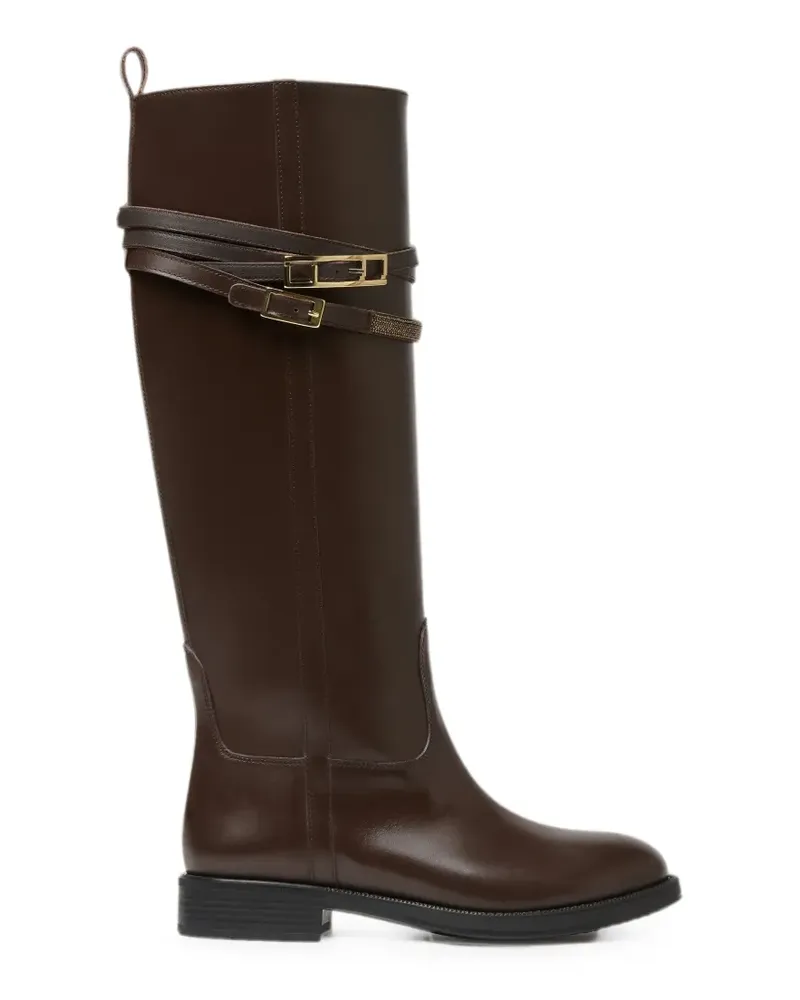 Fabiana Filippi buckle-strap leather knee-high boots - Braun Braun