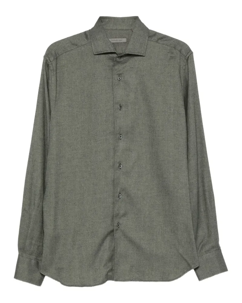 Corneliani herringbone-weave long-sleeve shirt - Grün Grün