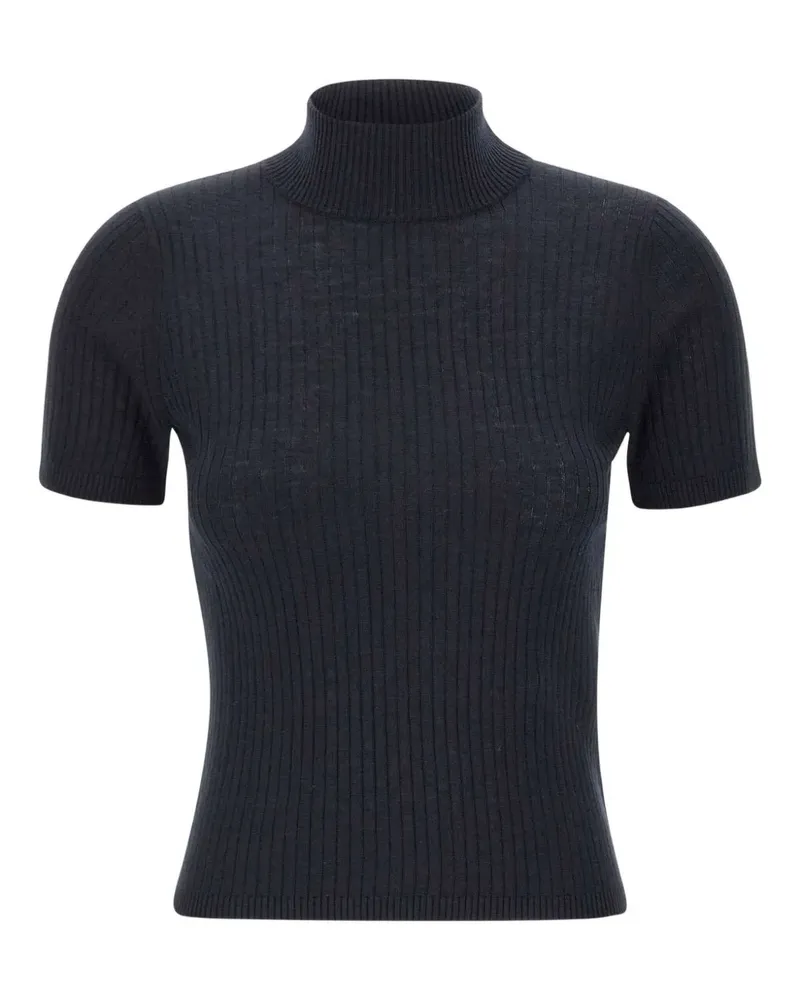 Max Mara Geripptes Rollkragenoberteil - Schwarz Schwarz