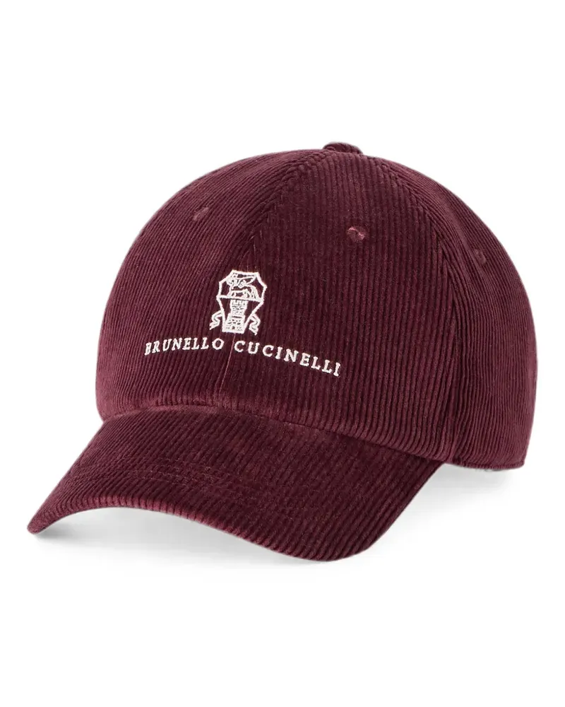 Brunello Cucinelli Comfort Baseballkappe aus Baumwoll- und Kaschmircord mit gesticktem Logo - Rot Rot