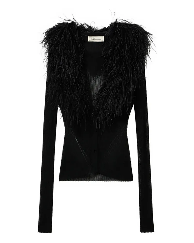 Blumarine feather-collar cardigan - Schwarz Schwarz