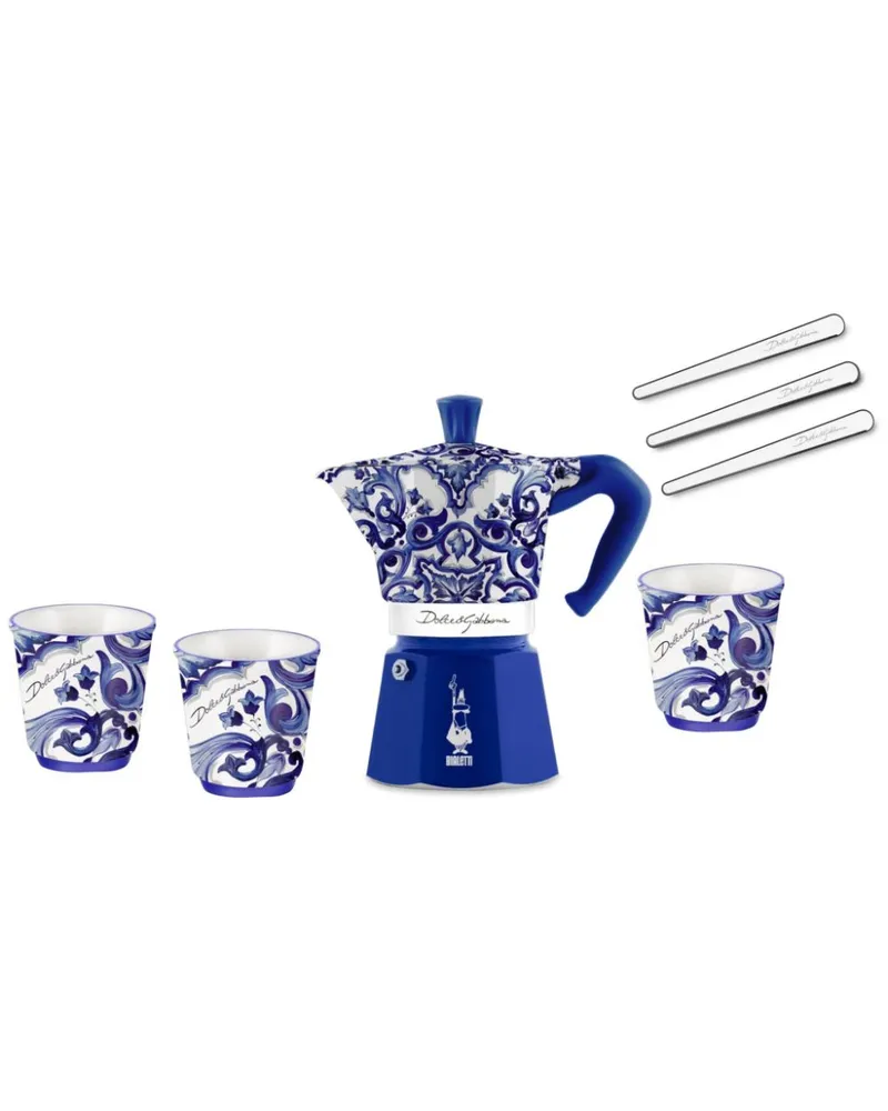 Bialetti x Dolce & Gabanna Moka Express Blu Mediterraneo Set (3er-Set) - Blau Blau