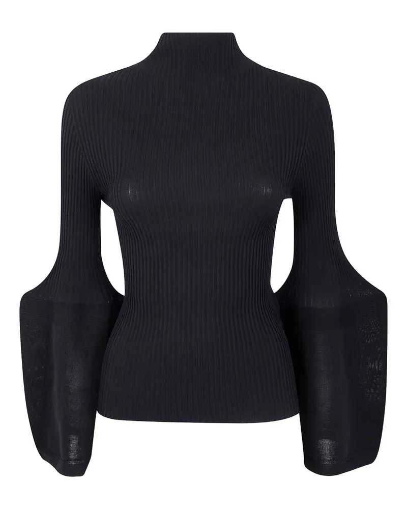 Issey Miyake Geripptes Top - Schwarz Schwarz