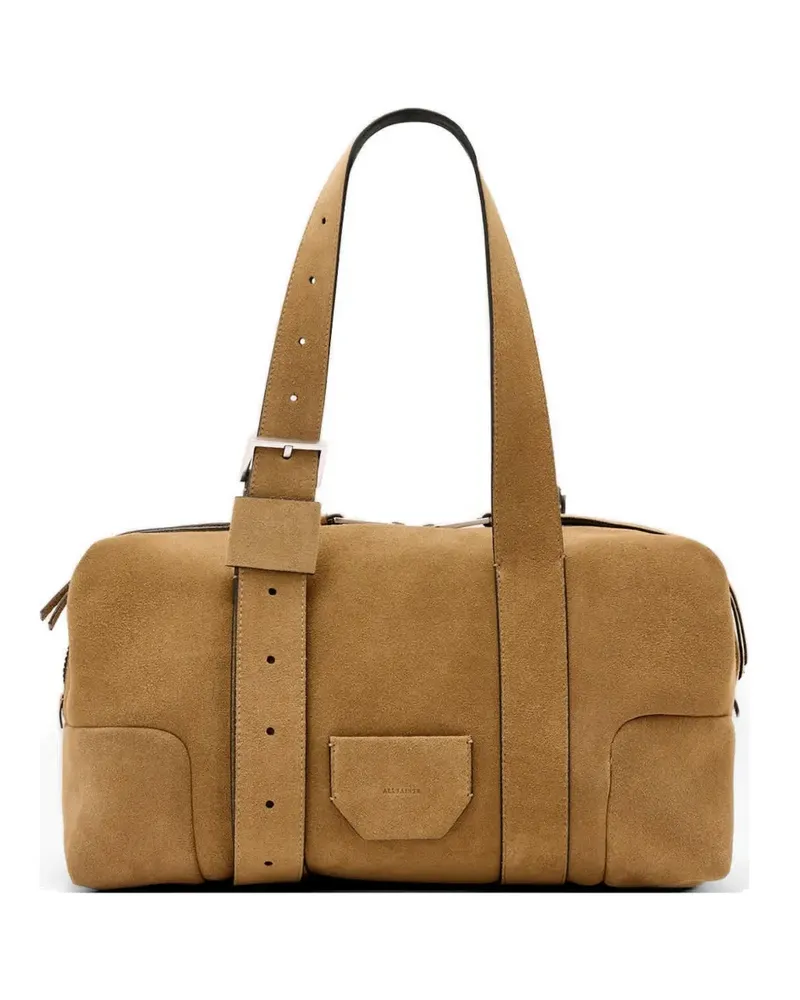 AllSaints Ares buckle-detail suede shoulder bag - Braun Braun