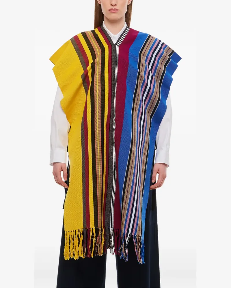 Colville striped V-neck cape - Blau Blau